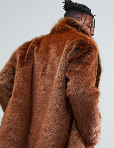 ASOS Faux Fur Overcoat in Rust Fuskpäls herr man