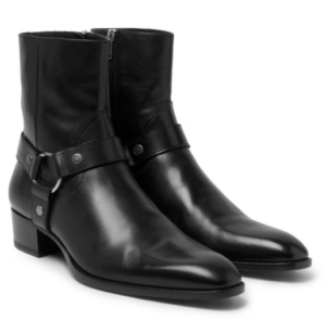 Cuban Heels - Saint Laurent Leather Harness Boots