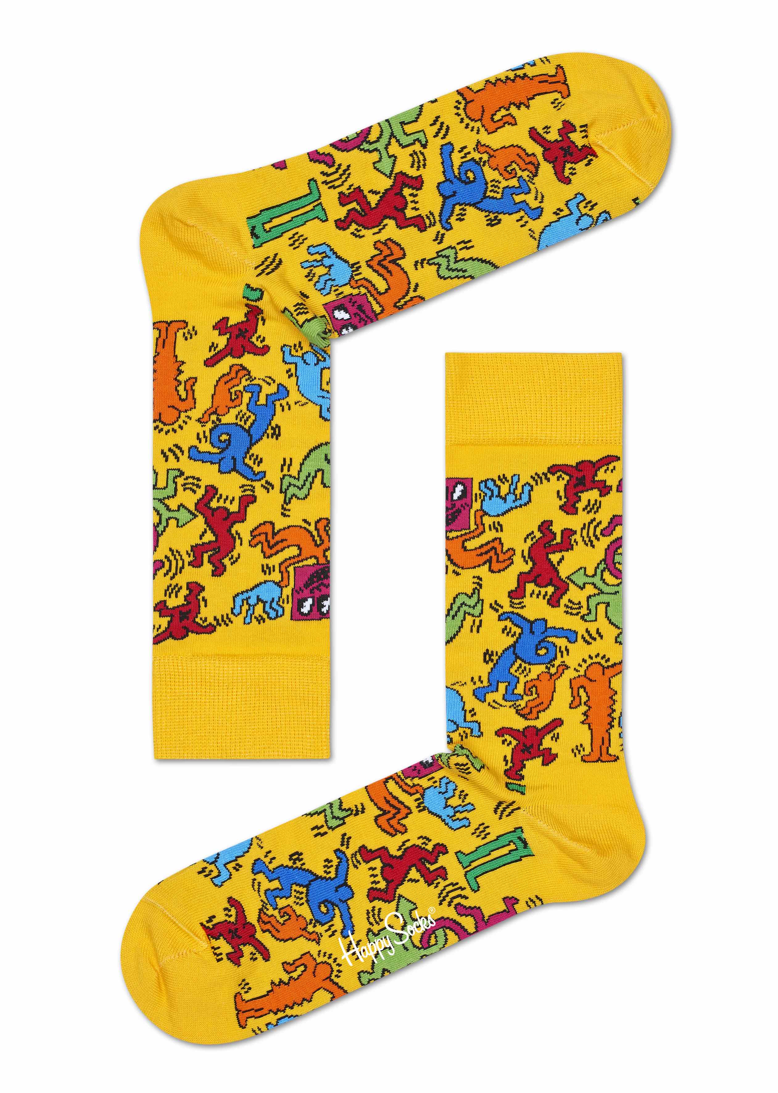 Happy Socks x Keith Haring strumpor gul ny
