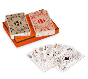 Bridge-spel från Hermés med silverkantade kort
