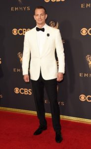 JOEL KINNAMAN in Ralph Lauren Purple Label with Montblanc cuff links at Emmy Awards