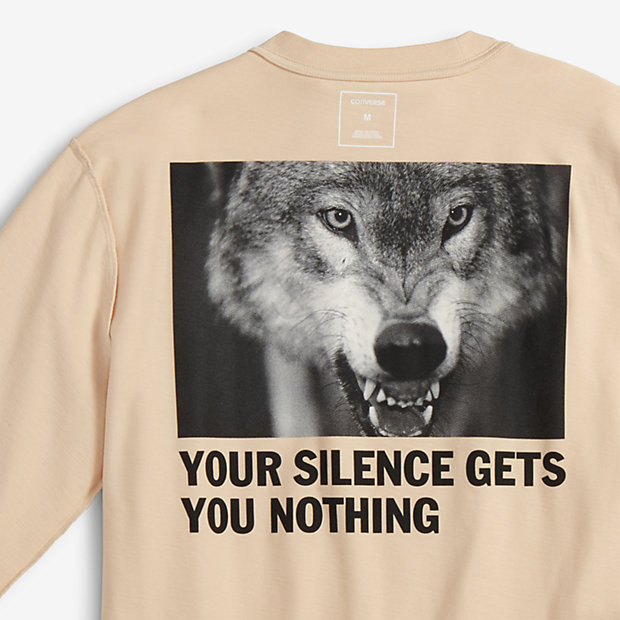 Converse Slam Jam x Cali Thornhill DeWitt mens-long-sleeve-t-shirt Your Silence Gets You Nothing