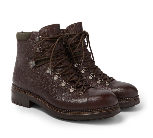 O'Keeffe Pebble-Grain Leather Hiking Boots