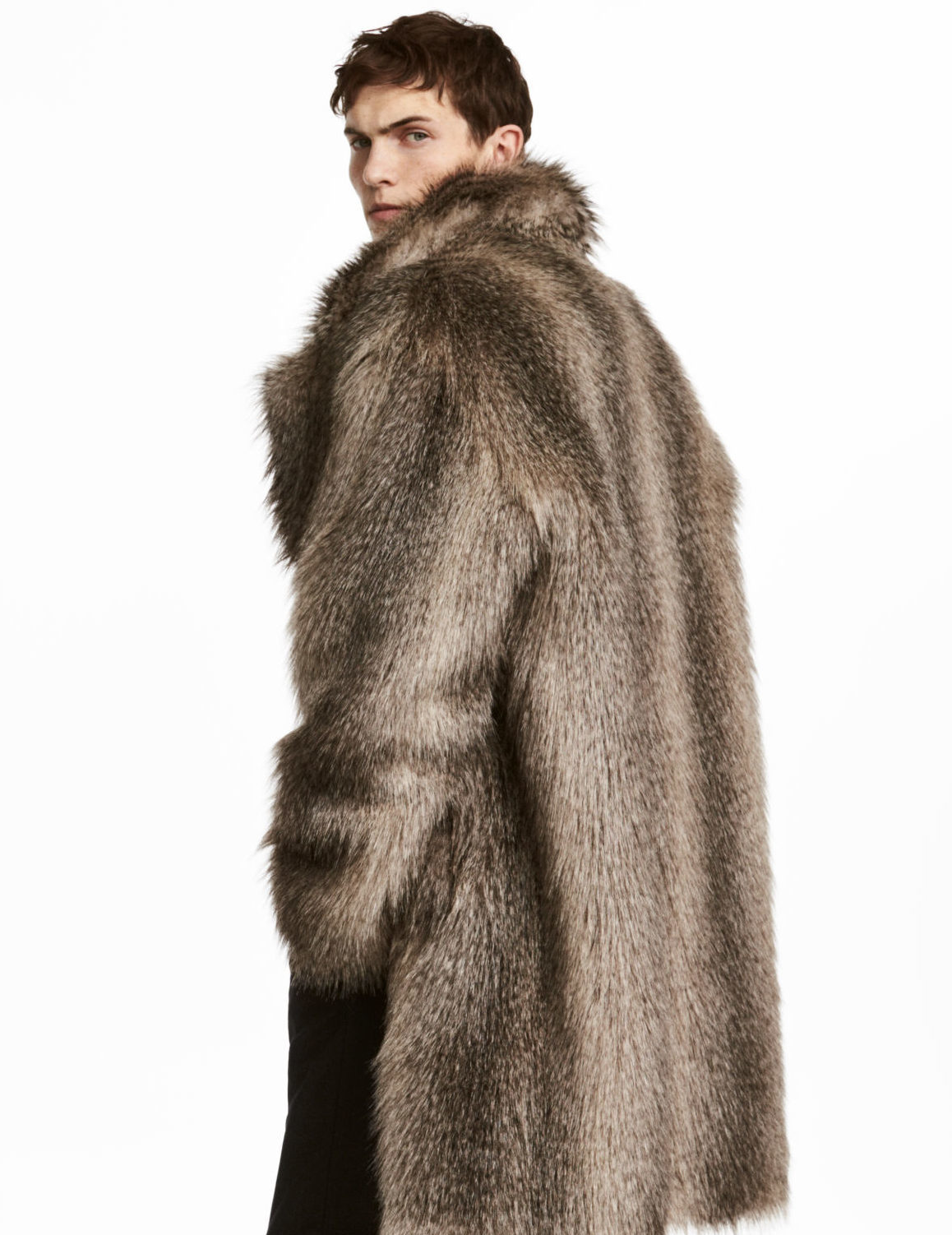 H&M Men's Faux Fur Coat Fuskpäls herr H&M